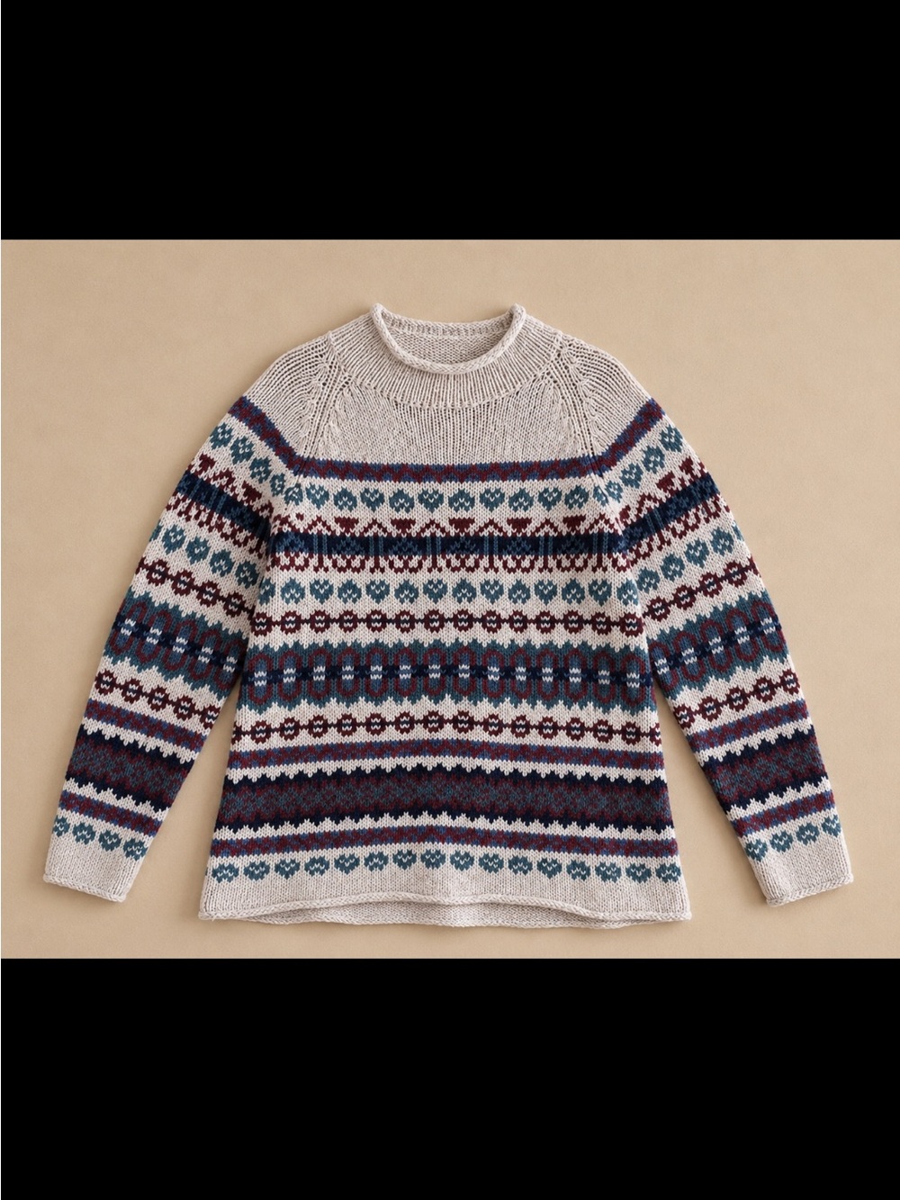 Y2K Eddie Bauer Fair Isle Knit Sweater Womens Small Cotton Nordic Boho